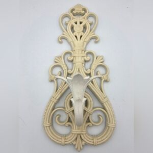 Dart Faux Bamboo Wall Sconce Vintage 1970s Scroll Cream White Resin